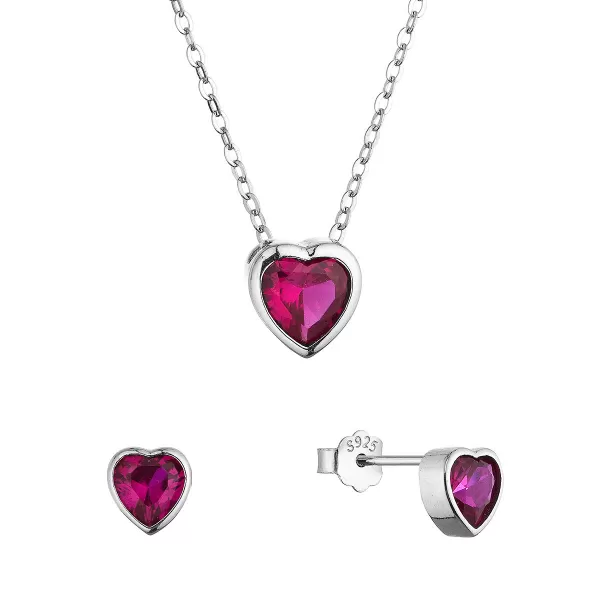 Sada šperků se zirkony růžová srdíčka 19036.3