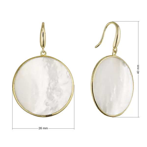 Pozlacené stříbrné náušnice větší kolečka s perletí 11796.1