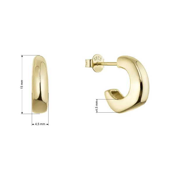 Pozlacené stříbrné náušnice hranaté kruhy 61109