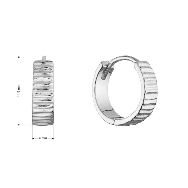 Stříbrné náušnice kruhy plastický vzor 61089