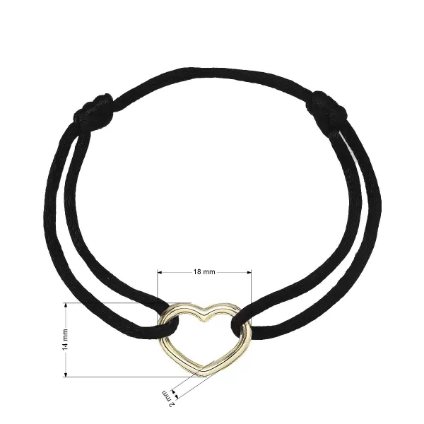 Kabbalah náramek s pozlaceným srdcem 13093.3 black