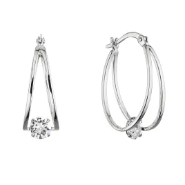Stříbrné náušnice hladké kruhy se Swarovski krystalem 31323.1