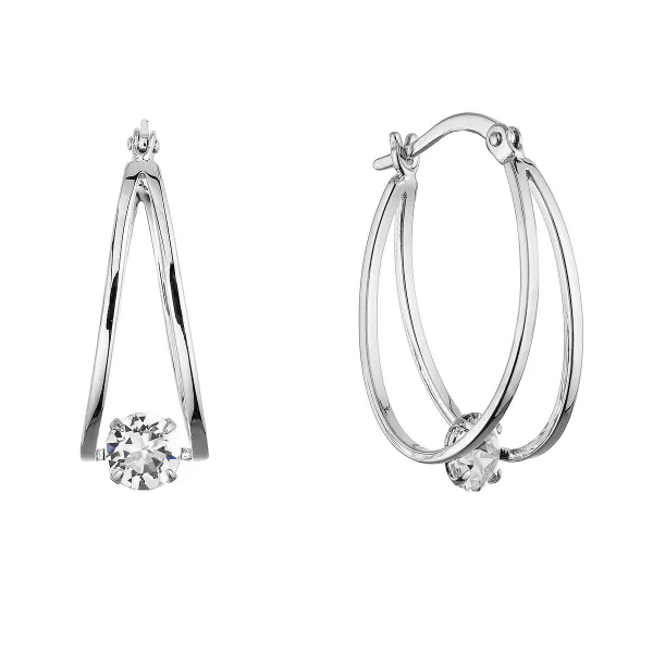 Stříbrné náušnice hladké kruhy se Swarovski krystalem 31323.1
