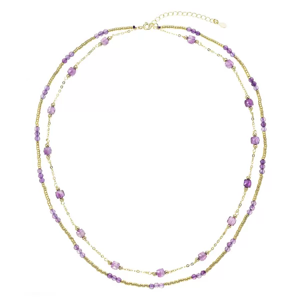 Pozlacený náhrdelník s ametysty 12183.3