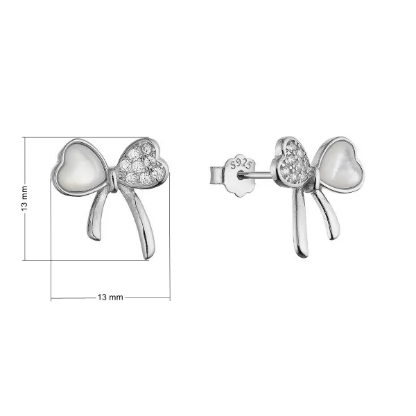 Stříbrné náušnice perleťové mašličky 11803.1