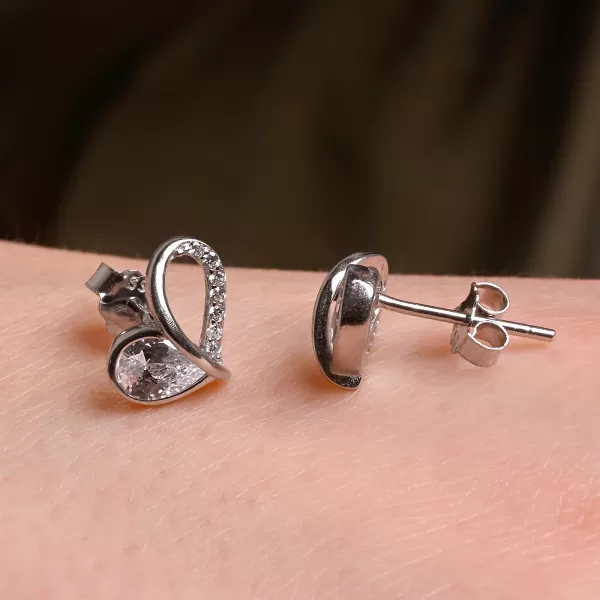 Stříbrné náušnice srdíčka se zirkony 11751.1