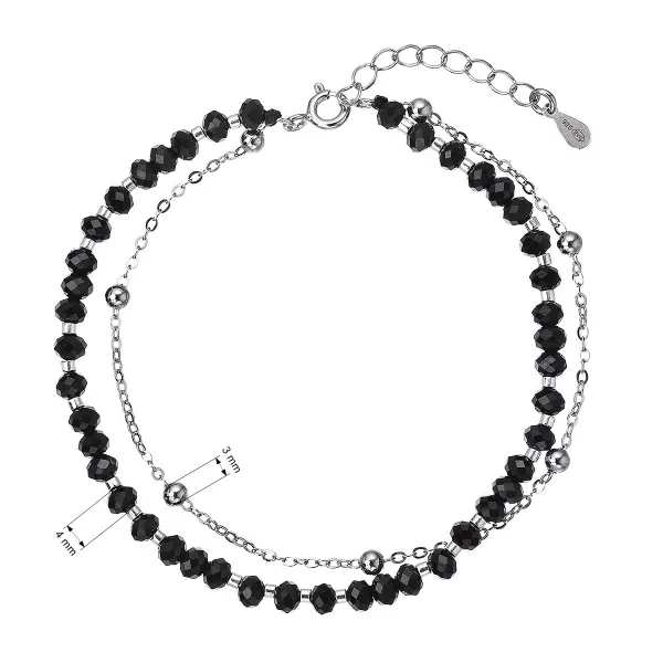 Stříbrný dvojitý náramek s černými spinely 13115.3