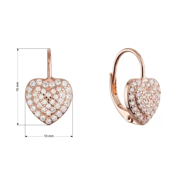 Pozlacené stříbrné náušnice třpytivé srdce 11714.1 rose gold