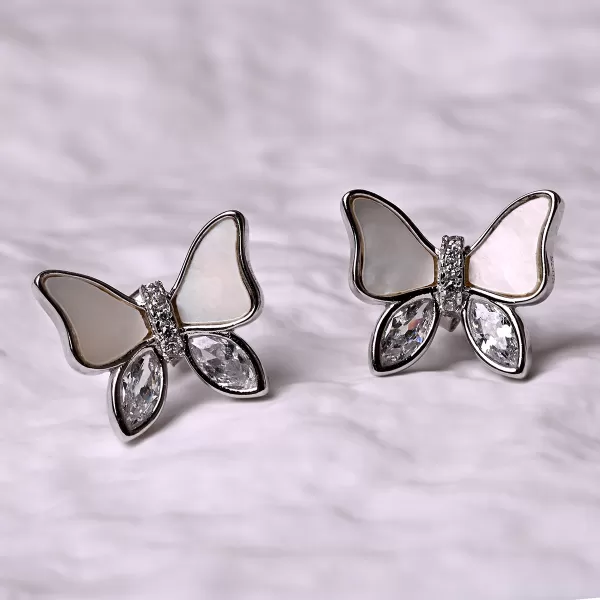 Stříbrné náušnice motýlci s perletí 11804.1