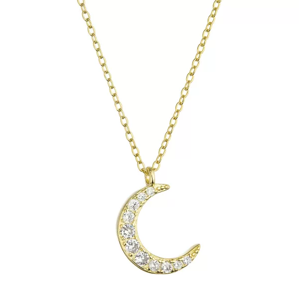 Pozlacený náhrdelník půlměsíc se zirkony 12176.1