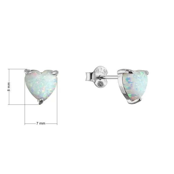 Stříbrné náušnice opálová srdíčka 11691.1