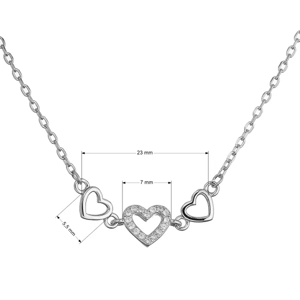 Stříbrný náhrdelník tři srdíčka 12139.1
