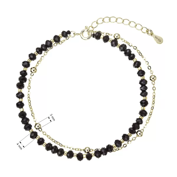Pozlacený dvojitý náramek s černými spinely 13115.3