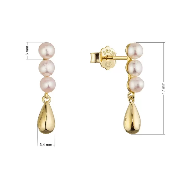 Pozlacené náušnice s říčními perlami 21123.1