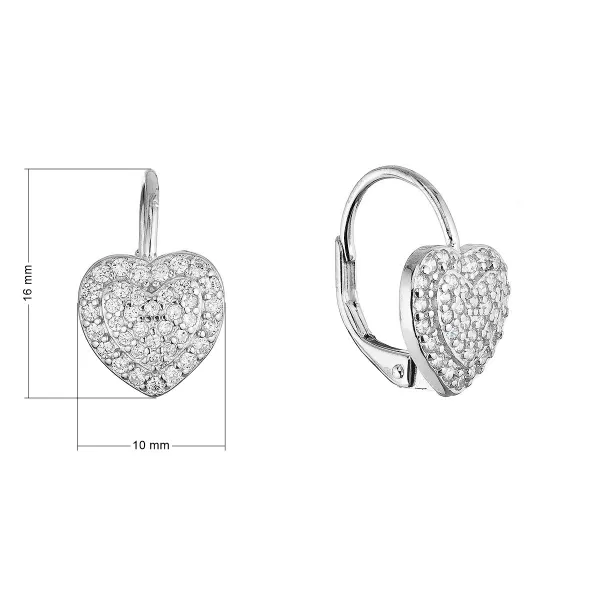 Stříbrné náušnice třpytivé srdce 11714.1