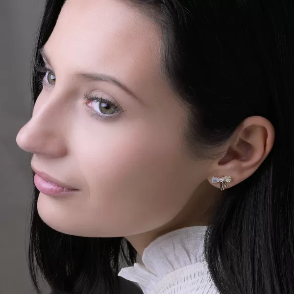 Pozlacené náušnice perleťové mašličky 11803.1