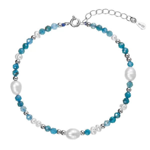Stříbrný náramek s perlami a apatity 13113.3