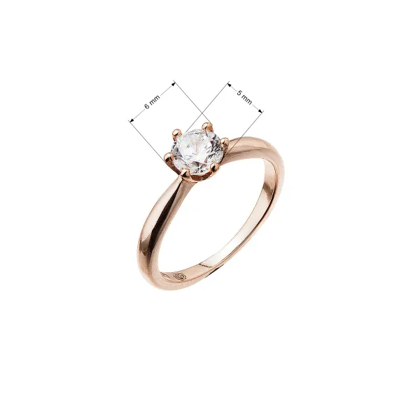 Pozlacený stříbrný prsten s jemným zirkonem 15014.1 rose gold
