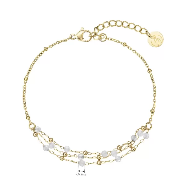 Náramek ocelový s bílým jadeitem 43065.1