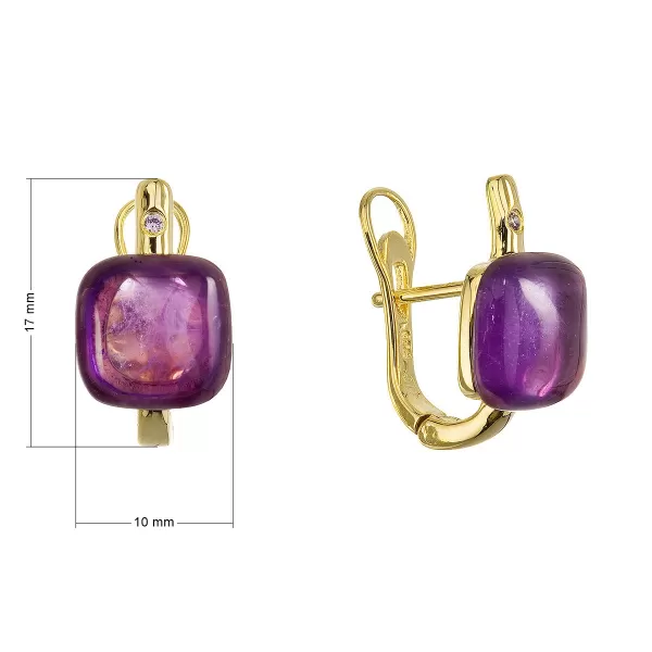 Pozlacené náušnice s pravým ametystem 11731.3