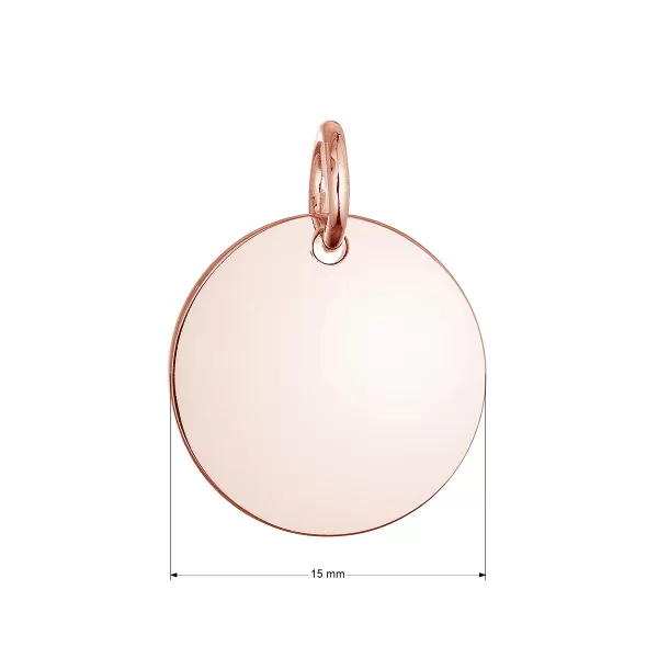 Pozlacený stříbrný přívěsek placička větší 64093 rose gold