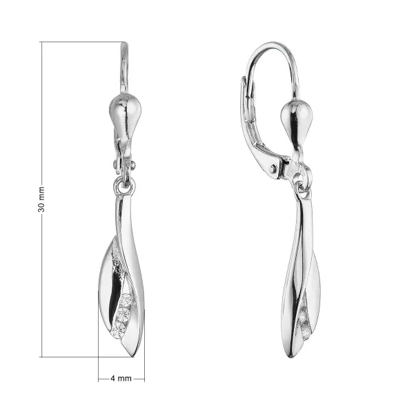 Stříbrné visací náušnice slzy 11611.1