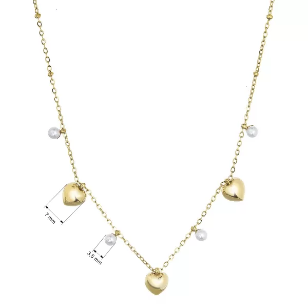 Náhrdelník ocelový s perličkami a srdíčky 42023.1