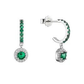 Stříbrné náušnice se zelenými zirkony 11794.3 emerald