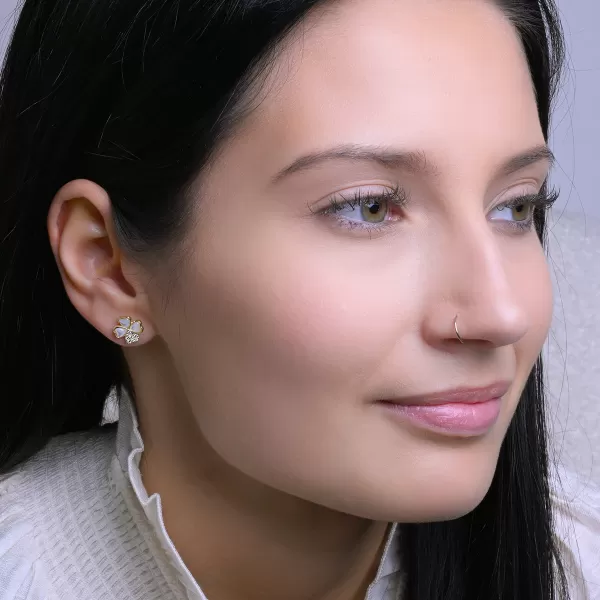 Pozlacené náušnice perleťové čtyřlístky 11800.1