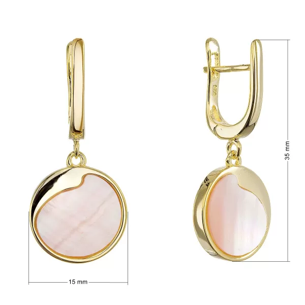 Pozlacené visací náušnice s růžovou perletí 11739.3