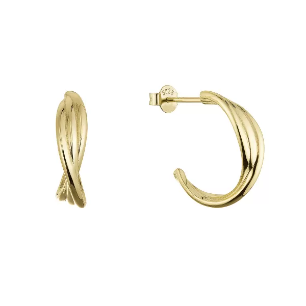 Pozlacené stříbrné náušnice zapletené kroužky 61114