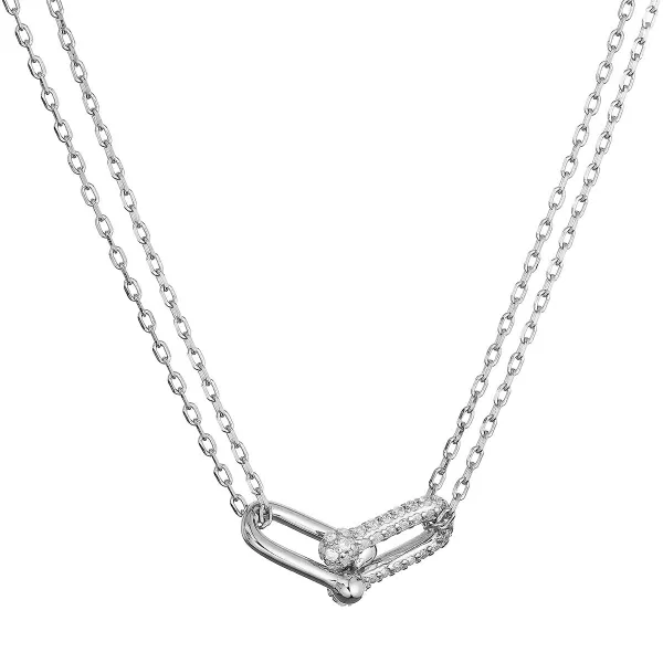 Stříbrný náhrdelník s elegantním uzlem a zirkony 12142.1