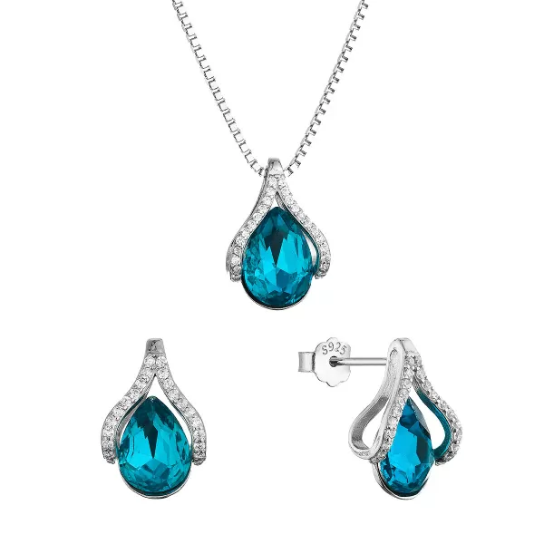 Sada šperků se zirkony modré kapičky 19037.3