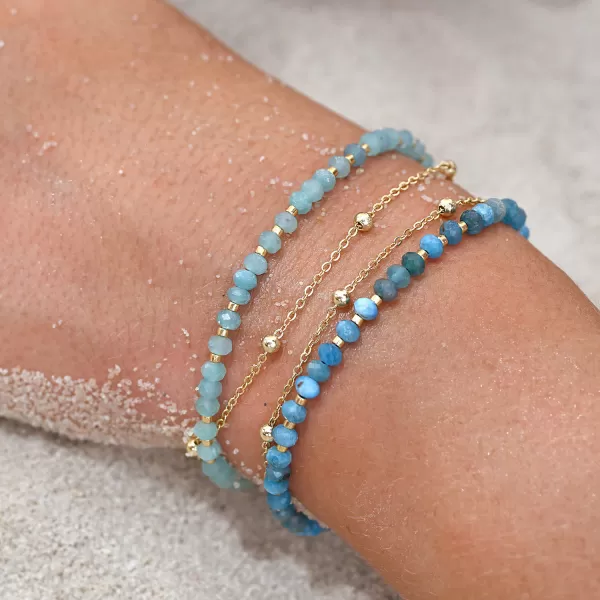 Pozlacený dvojitý náramek s amazonity 13115.3