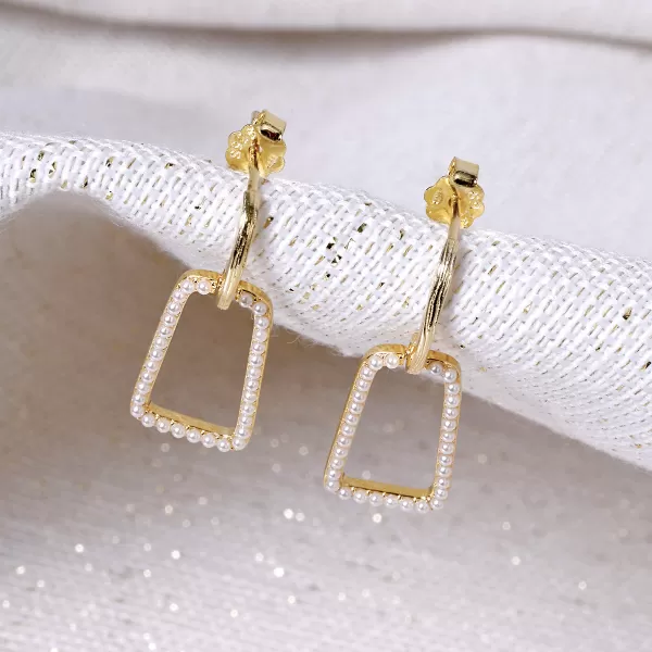 Pozlacené visací náušnice obdélníky 11811.1