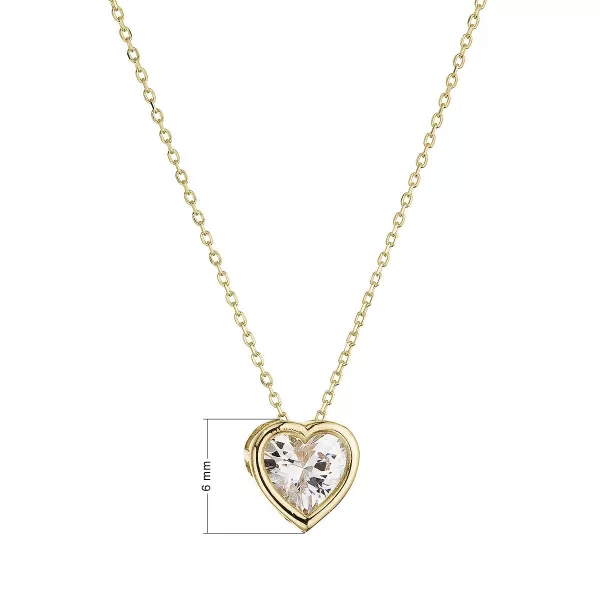 Zlatý 14 karátový náhrdelník srdce se zirkonem 92Z00055