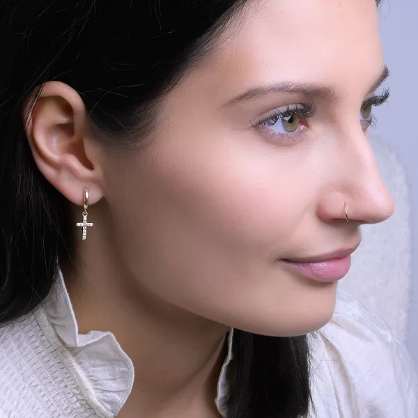 Pozlacené kroužky se zavěšeným křížkem 11778.1