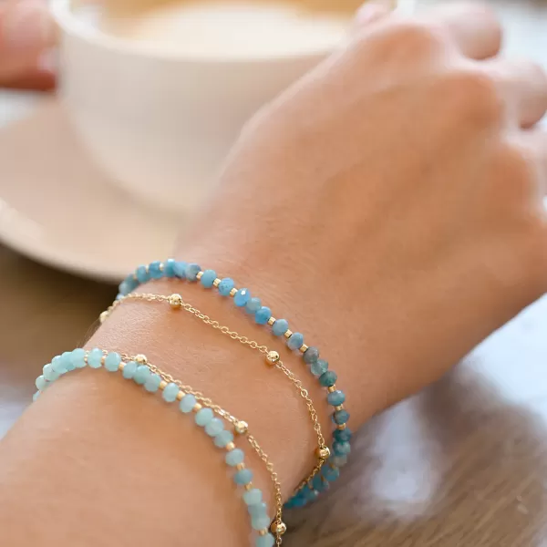 Pozlacený dvojitý náramek s amazonity 13115.3