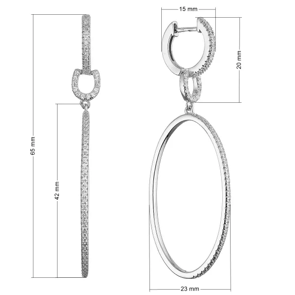 Stříbrné dlouhé oválné náušnice 11608.1