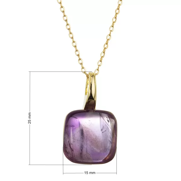 Pozlacený náhrdelník s pravým ametystem 12169.3