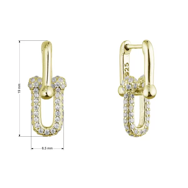 Pozlacené stříbrné náušnice elegantní uzle se zirkony 11660.1