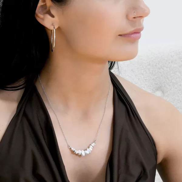 Náhrdelník s kamenem bílý howlit 42037.1 ocel