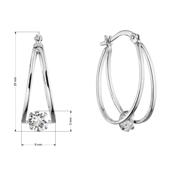 Stříbrné náušnice hladké kruhy se Swarovski krystalem 31323.1