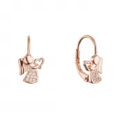 Pozlacené stříbrné náušnice andělé se srdíčky 11721.1 rose gold