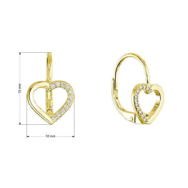 Pozlacené stříbrné náušnice srdce 11716.1