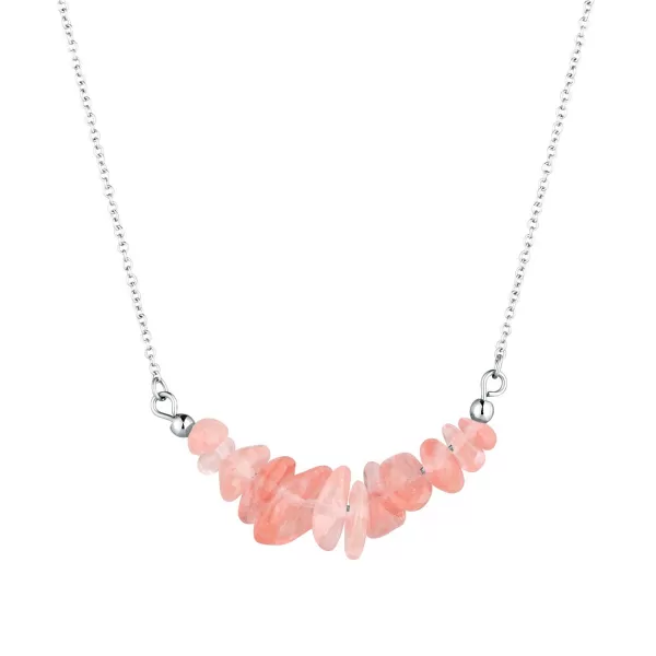 Náhrdelník s kamenem červený achát 42037.3 ocel