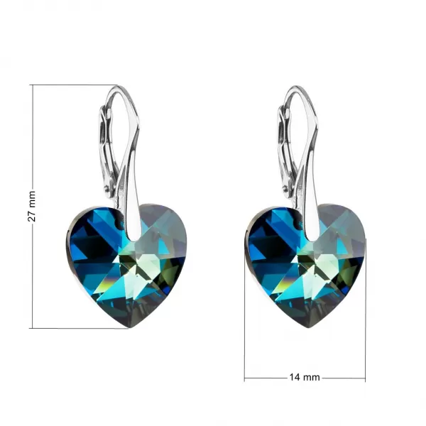 Stříbrné náušnice visací s krystaly Swarovski 31012.5 bermuda blue