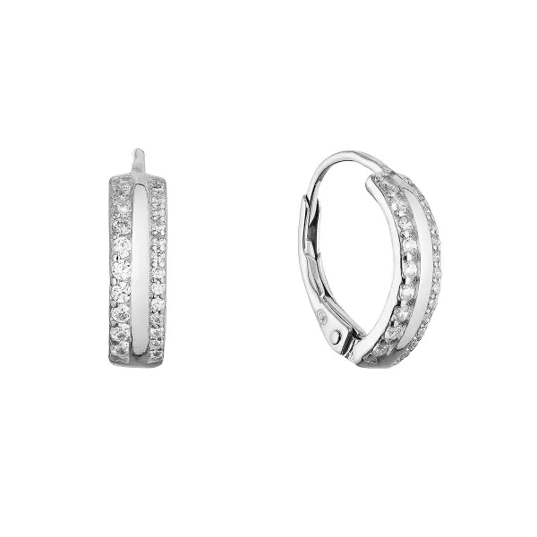 Stříbrné visací náušnice půlkruhy se zirkony 11663.1