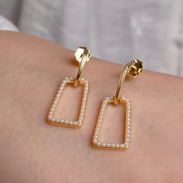 Pozlacené visací náušnice obdélníky 11811.1