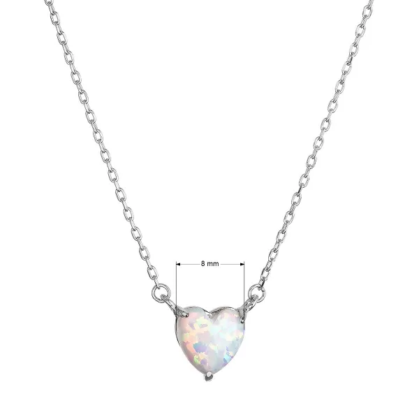 Náhrdelník se syntetickým bílým opálem srdce 12147.1 white